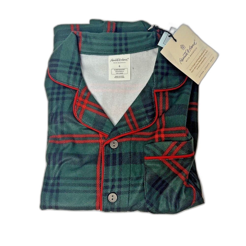 Hearth & Hand Baby Toddler Plaid 2pc Pajama Set Green/Red Holiday Christmas NEW!